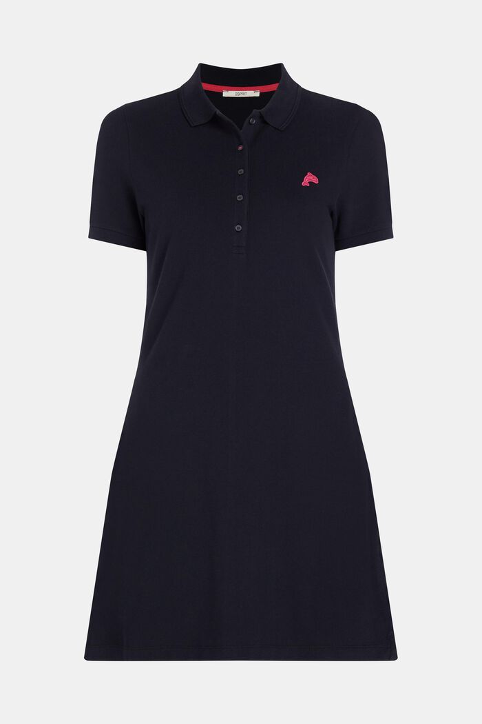 Dolphin Tennis Club Classic Polo Dress, BLACK, overview