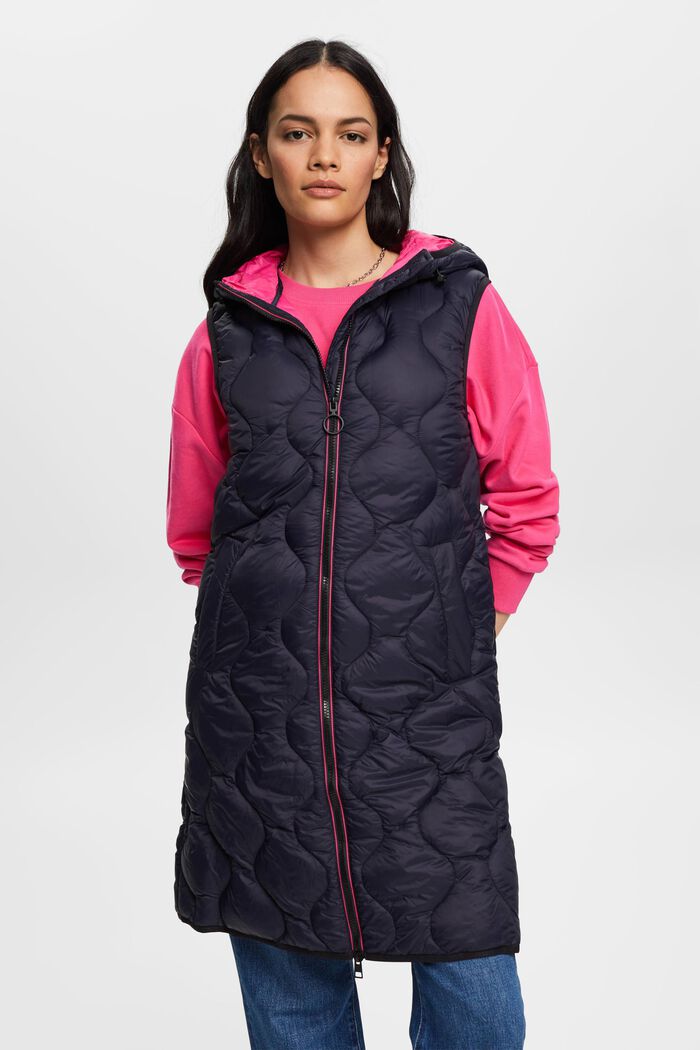 Quilted longline gilet, NAVY, detail image number 0