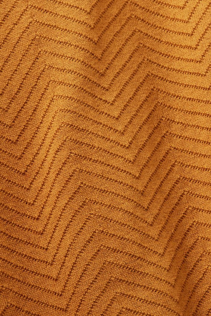 Textured long-sleeved polo shirt, CARAMEL, detail image number 6