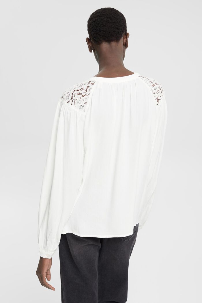 Blouse with lace detail, OFF WHITE, detail image number 3