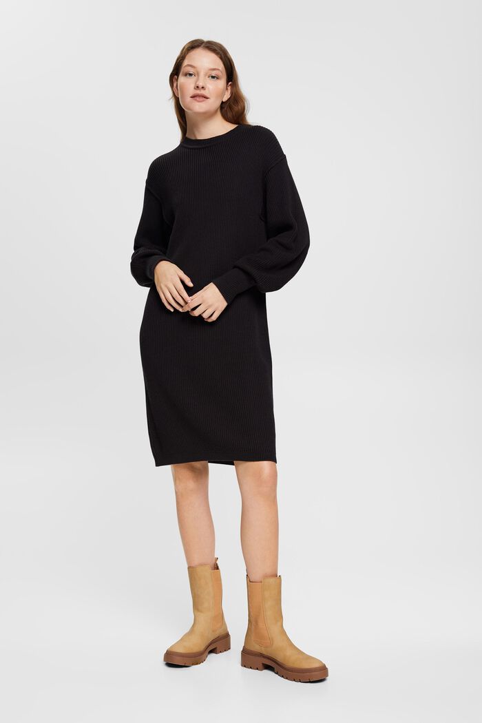 Knitted dress, BLACK, overview
