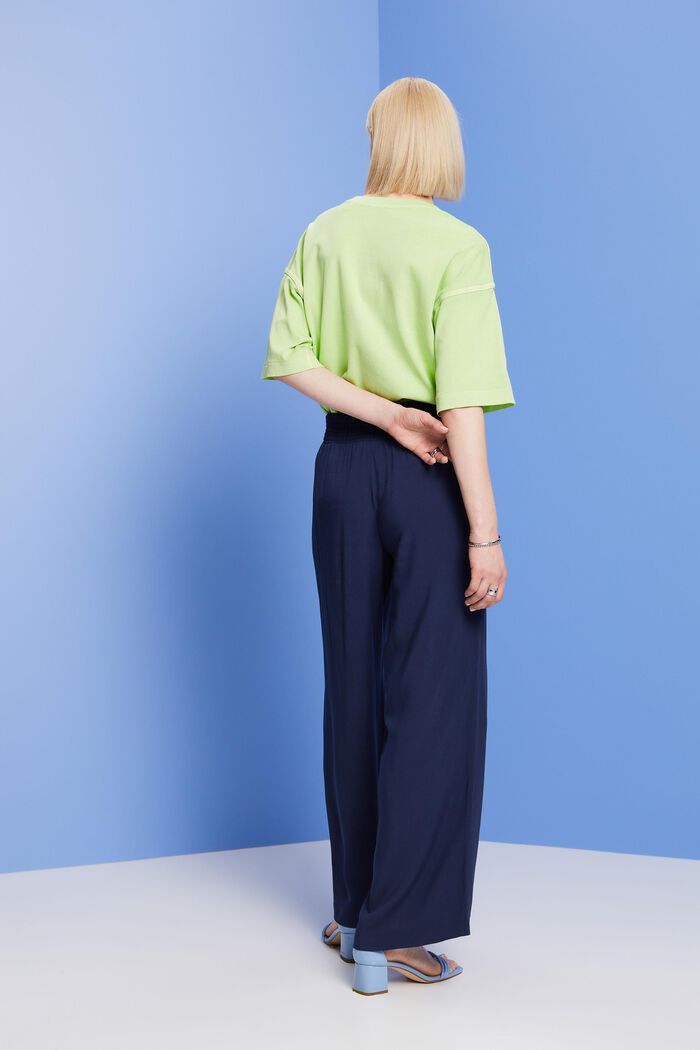 Wide leg pull-on trousers, NAVY, detail image number 3