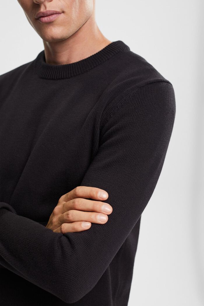 Sustainable cotton knit jumper, BLACK, detail image number 0