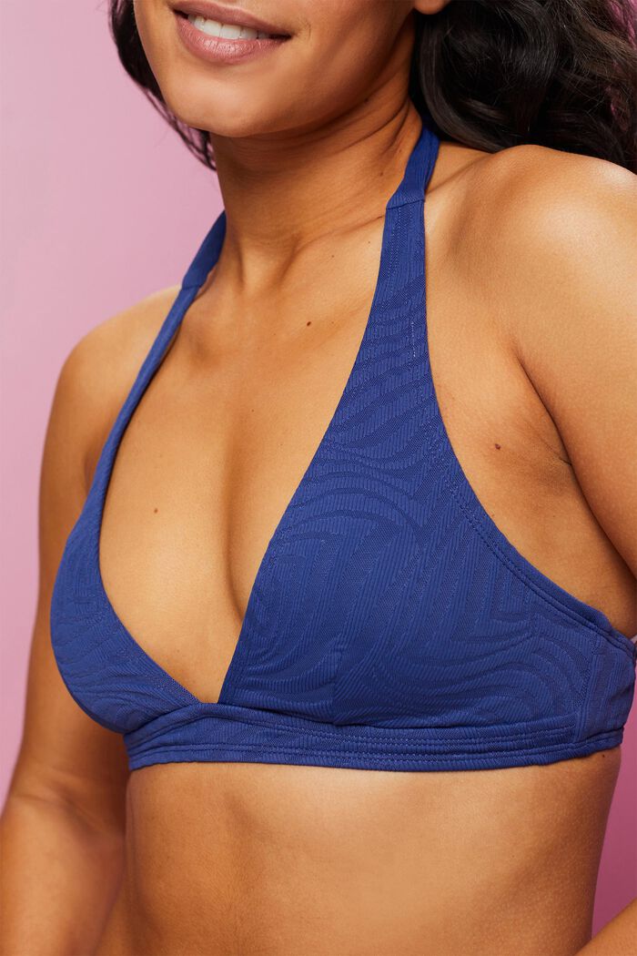 The Curated Closet - Blue High Neck Lace Bra