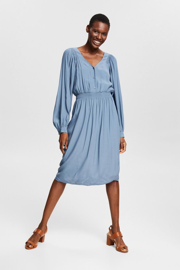Plain dress, LENZING™ ECOVERO™, GREY BLUE, detail image number 0