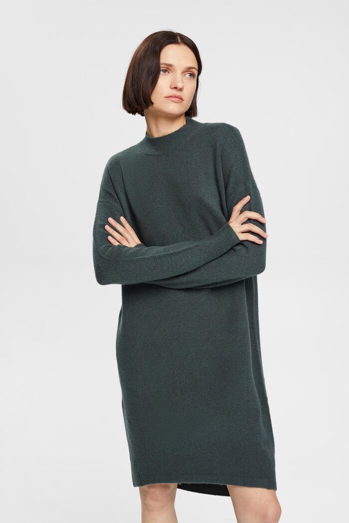 Knitted wool blend dress with mock neck