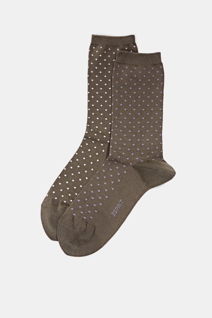 2-pack of polka dot socks, organic cotton, MILITARY, detail image number 0
