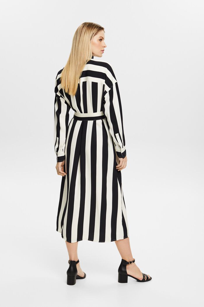 Striped Belted Shirt Dress, BLACK, detail image number 2