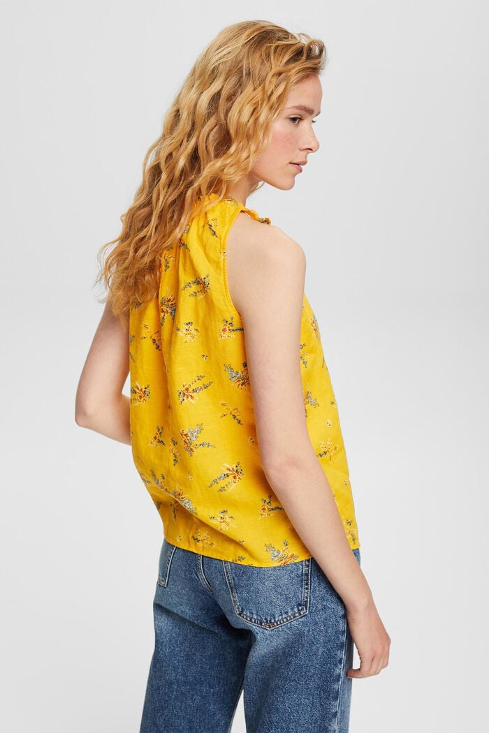Blended linen blouse with a floral pattern, SUNFLOWER YELLOW, detail image number 3
