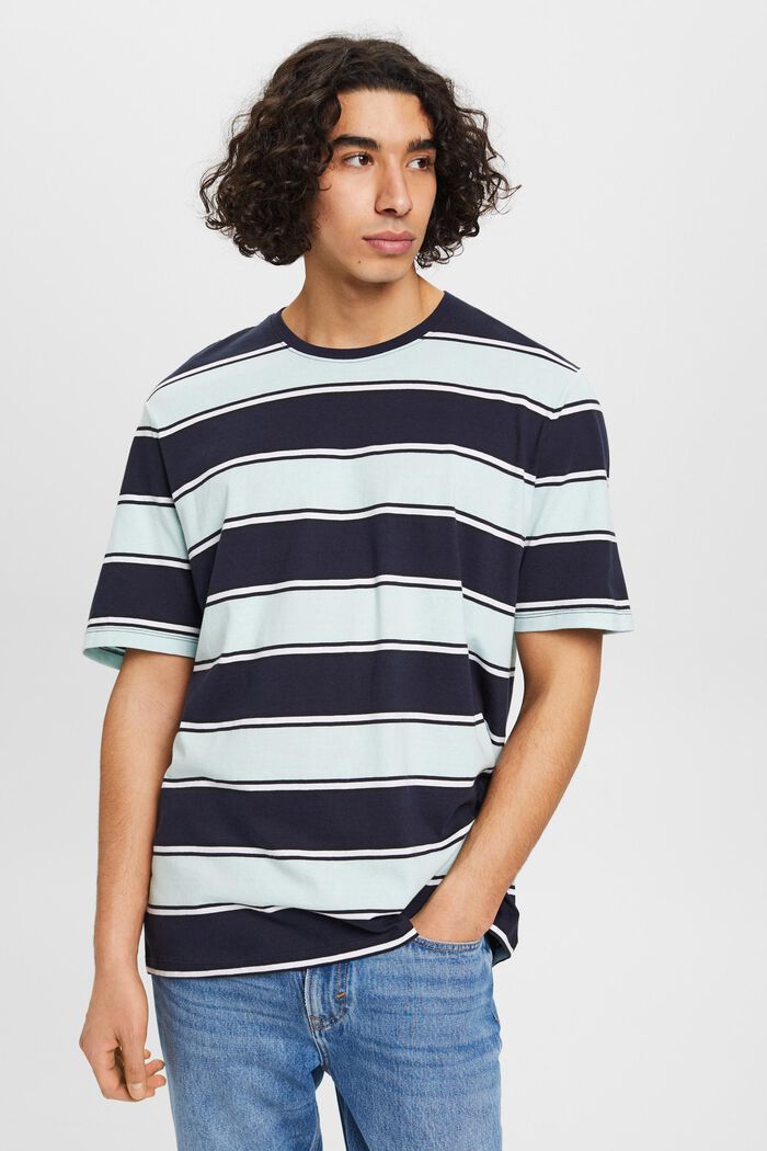 Striped sustainable cotton T-shirt, NAVY, detail image number 0