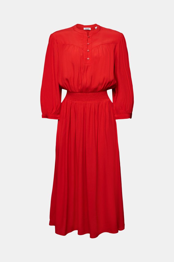 3/4 Sleeve Crêpe Midi Dress, DARK RED, detail image number 6