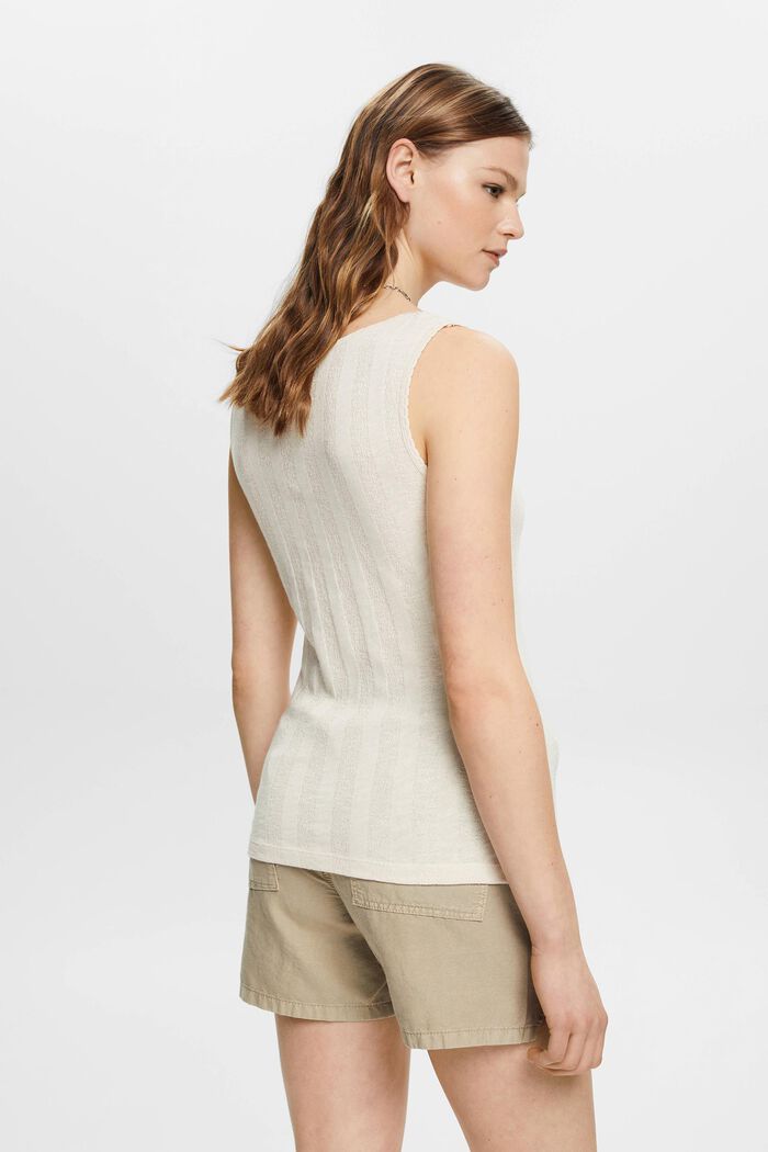 Textured rib effect cotton vest top, LIGHT TAUPE, detail image number 3