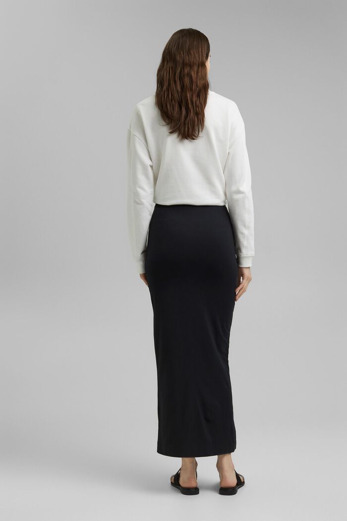 Jersey midi skirt, organic cotton, BLACK, detail image number 3