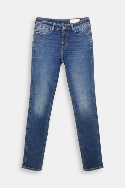 Stretch jeans in organic cotton, BLUE MEDIUM WASHED, overview