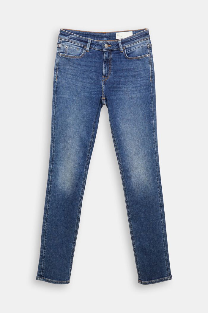 Stretch jeans in organic cotton, BLUE MEDIUM WASHED, detail image number 8