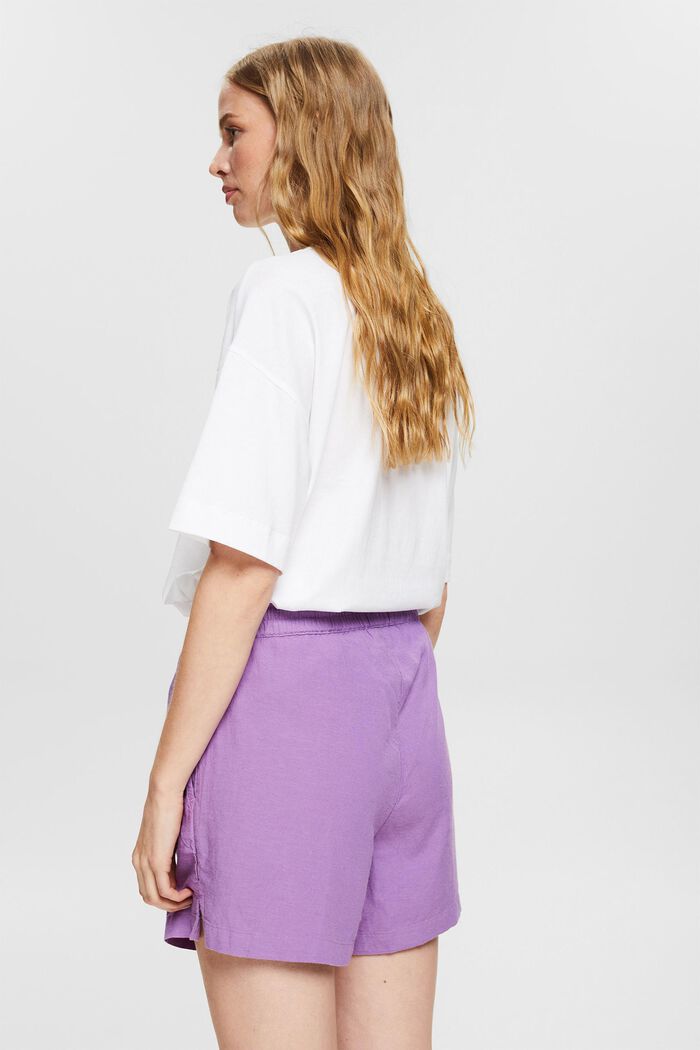 Linen blend: shorts with a drawstring waistband, VIOLET, detail image number 3