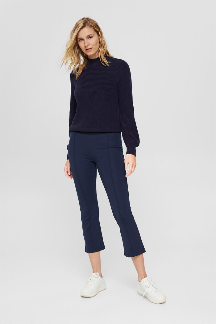 Recycled: cropped trousers in punto jersey, NAVY, detail image number 0