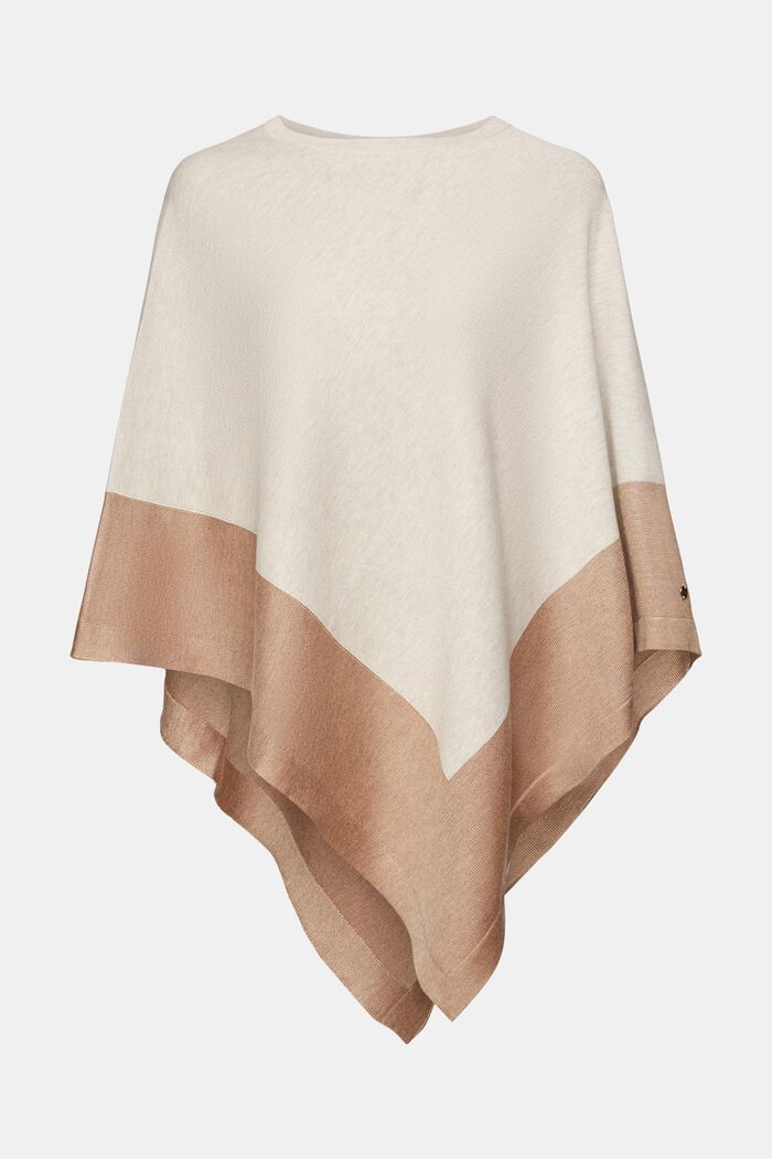 Two-tone poncho, LIGHT TAUPE, detail image number 0