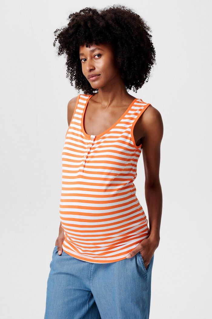 MATERNITY Striped Sleeveless T-Shirt, ORANGE, detail image number 0