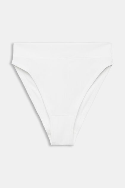 Made of recycled material: ribbed-effect Brazilian briefs, OFF WHITE, overview