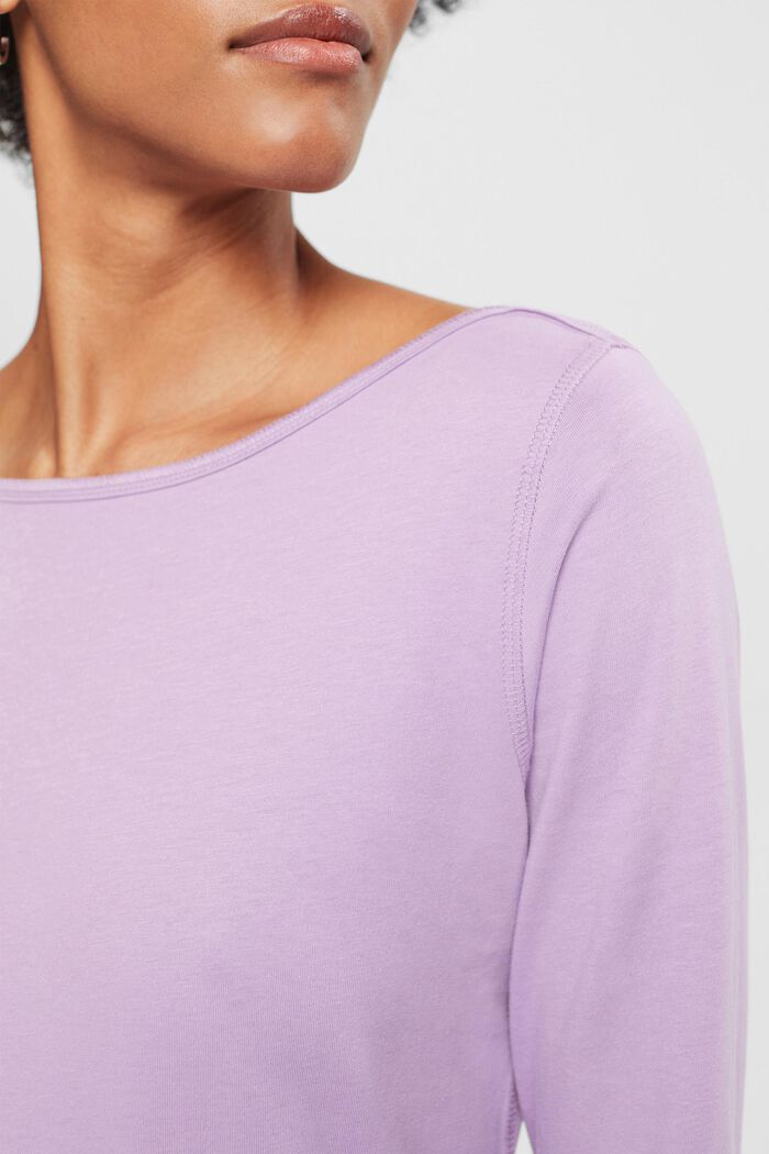 Long sleeved boat neck top, LILAC, detail image number 2