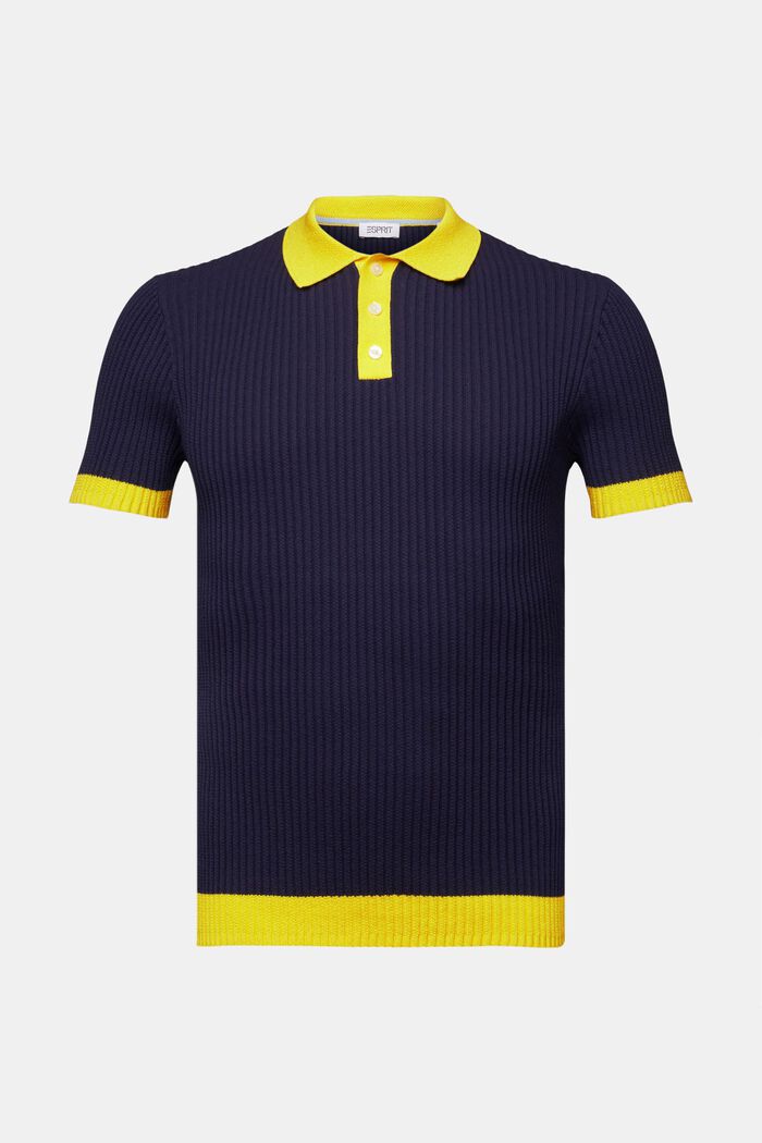 Rib-Knit Polo Shirt, NAVY, detail image number 5