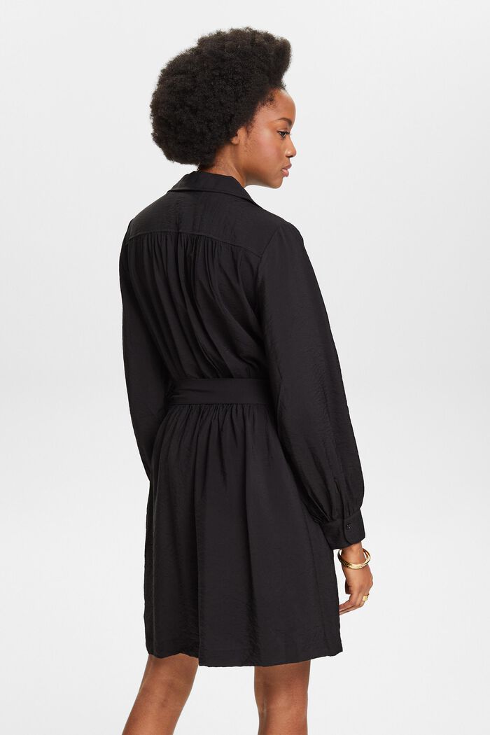 Crinkled Wrap Mini Dress, BLACK, detail image number 3