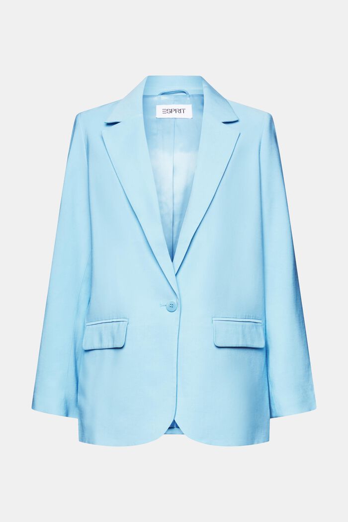 Single-Breasted Twill Blazer, LIGHT TURQUOISE, detail image number 5