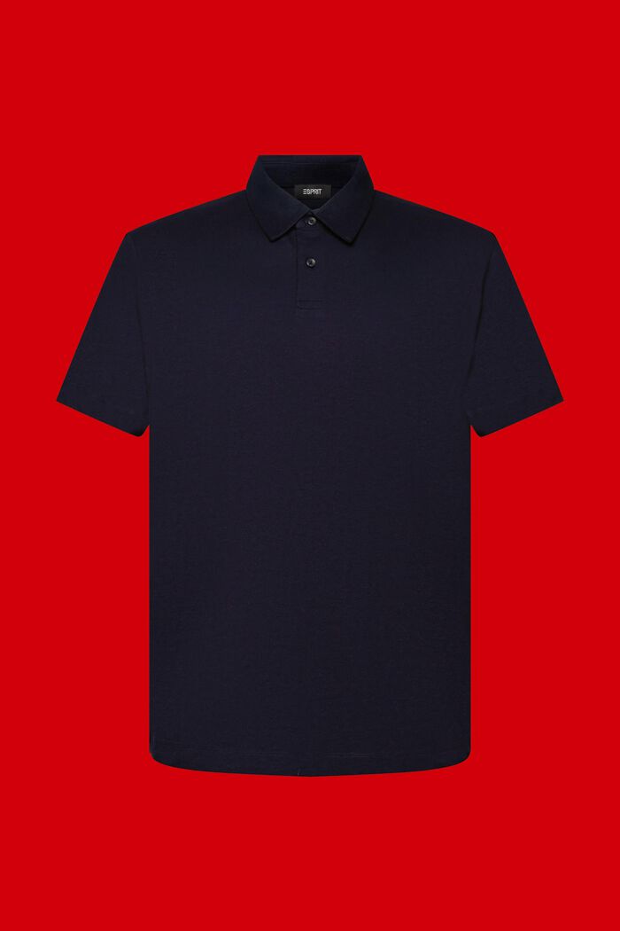 Jersey polo, cotton-linen blend, NAVY, detail image number 6