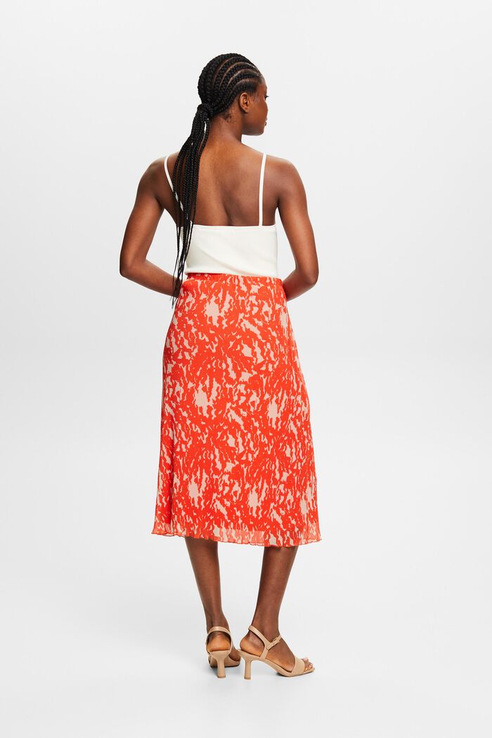 Printed Mesh Midi Skirt, BRIGHT ORANGE, detail image number 2