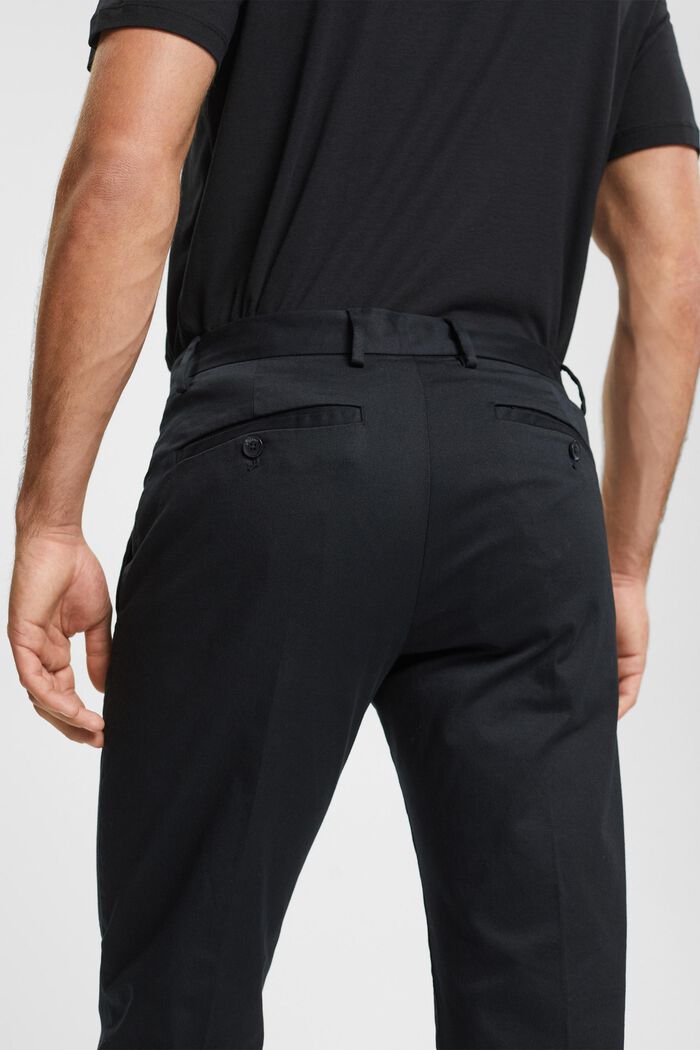 Stretch cotton chinos, BLACK, detail image number 4