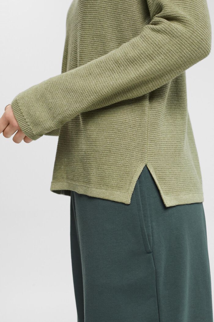 Textured knit V-neck jumper, LIGHT KHAKI, detail image number 2