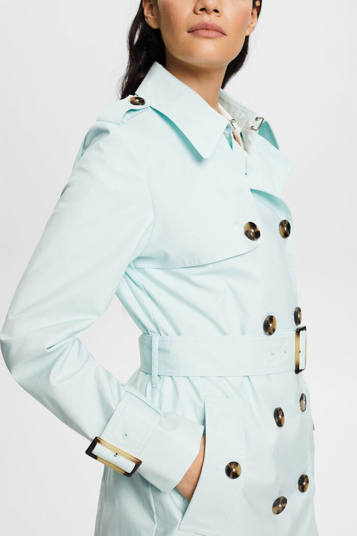 Double-breasted trench coat, LIGHT AQUA GREEN, detail image number 2