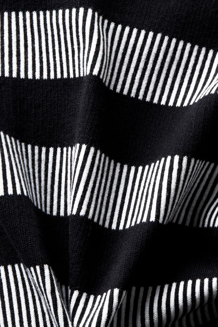 Cropped Jacquard Striped Cardigan, BLACK, detail image number 6