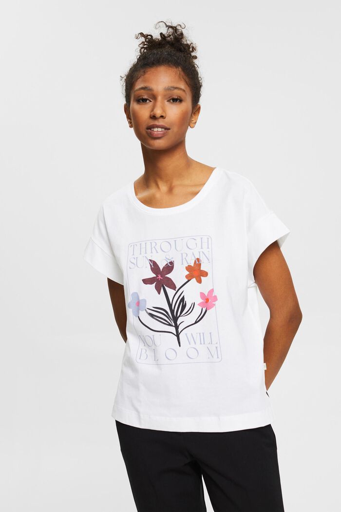 Printed organic cotton T-shirt , WHITE, detail image number 0