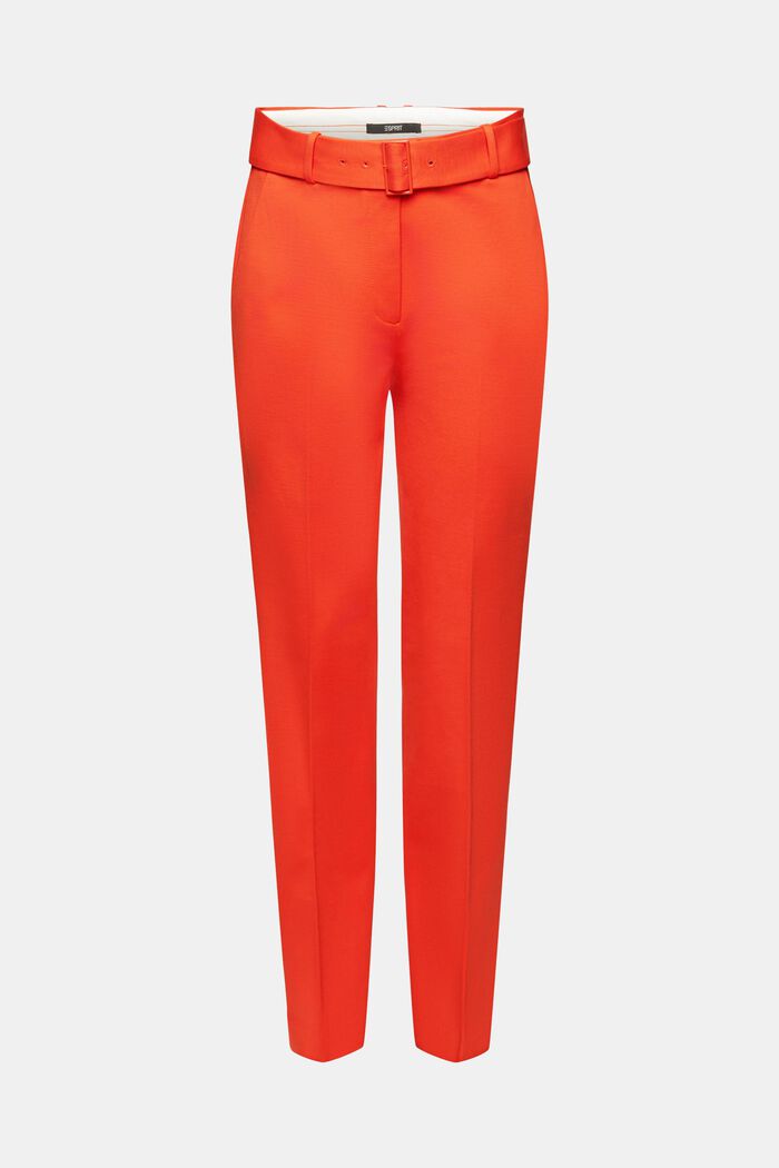 High-rise trousers with belt, ORANGE RED, detail image number 6