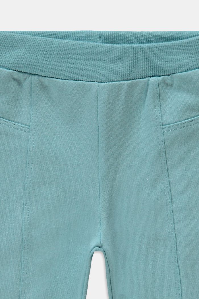 Tracksuit bottoms with decorative stitching, organic cotton, TEAL BLUE, detail image number 2
