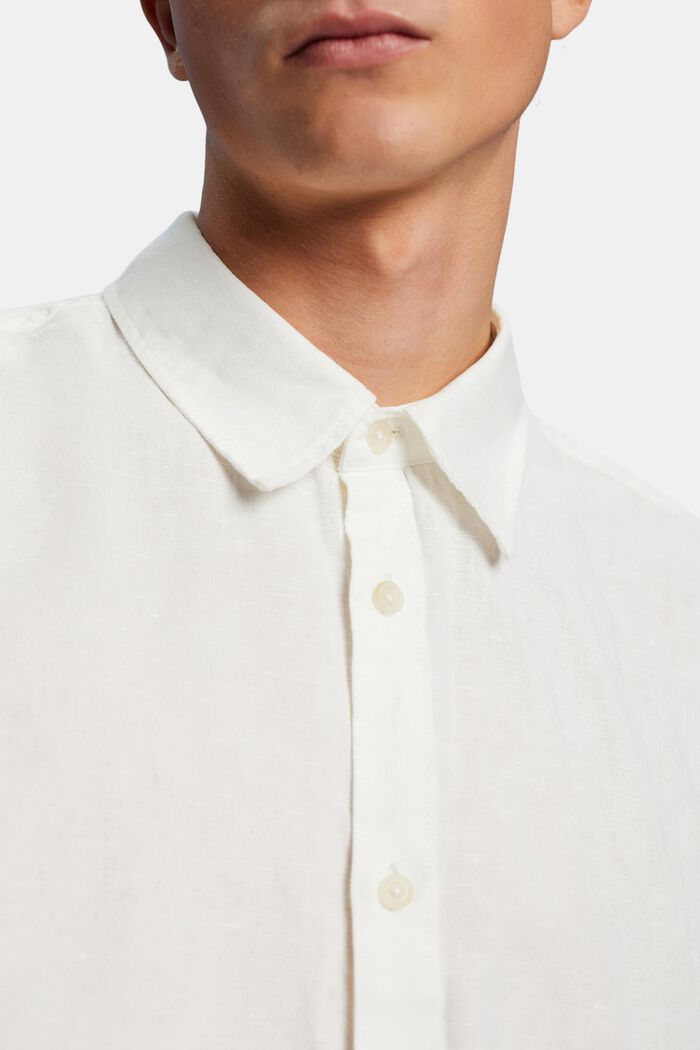 Linen and cotton blend short-sleeved shirt, OFF WHITE, detail image number 2