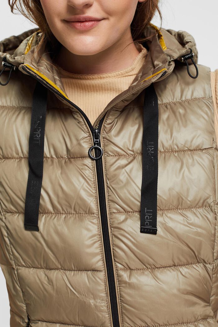 Body warmer with a detachable hood, PALE KHAKI, detail image number 2