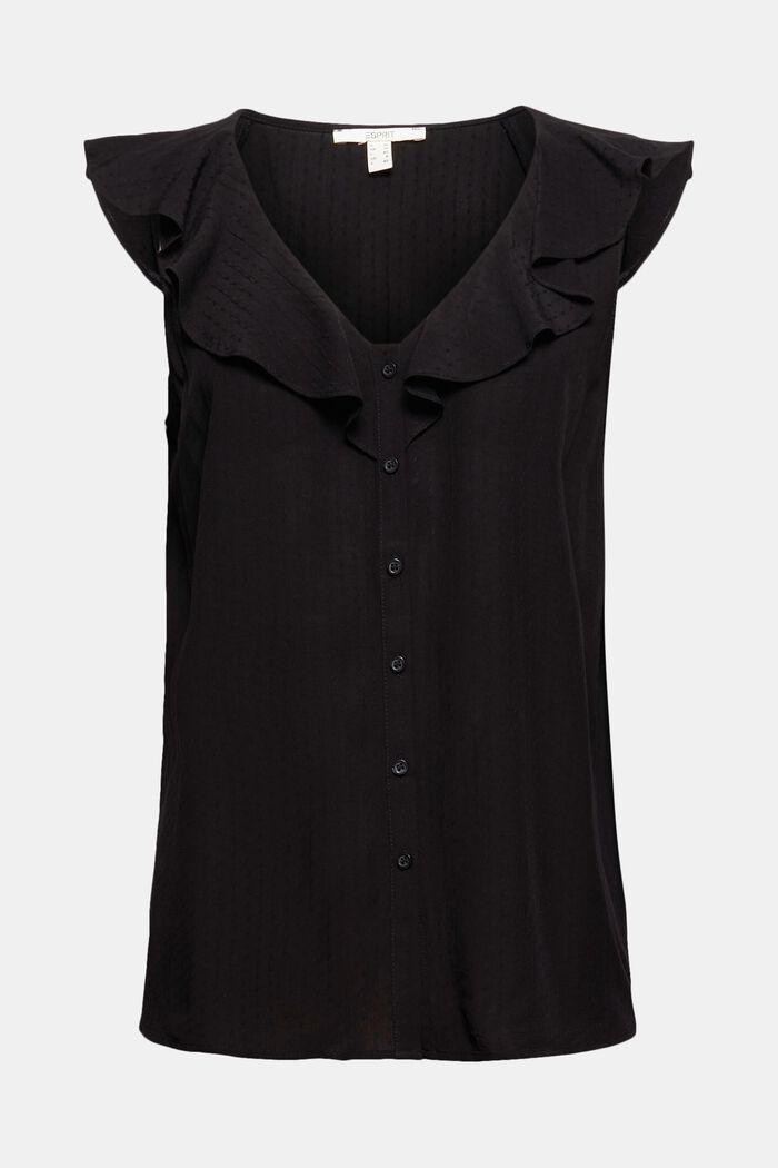 Blouse top with flounce, LENZING™ ECOVERO™, BLACK, detail image number 5