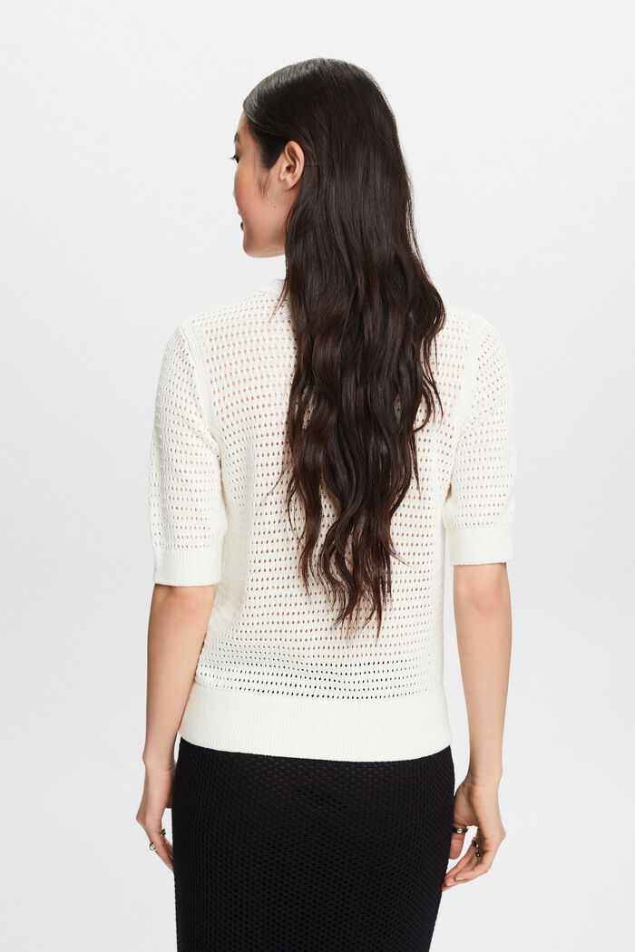 Mesh Short-Sleeve Sweater, OFF WHITE, detail image number 2