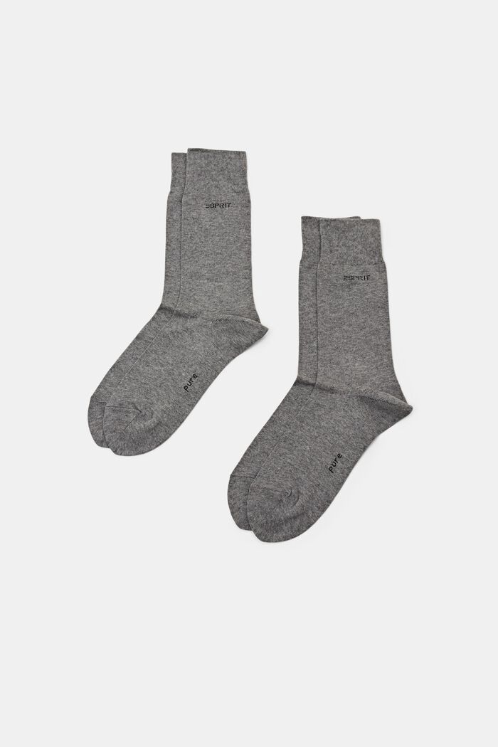 2-Pack Socks, Organic Cotton, LIGHT GREY MELANGE, detail image number 0