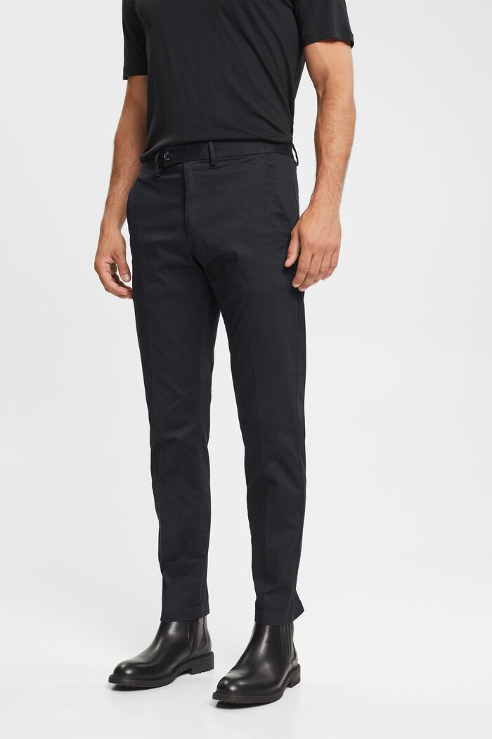 Stretch cotton chinos, BLACK, detail image number 0