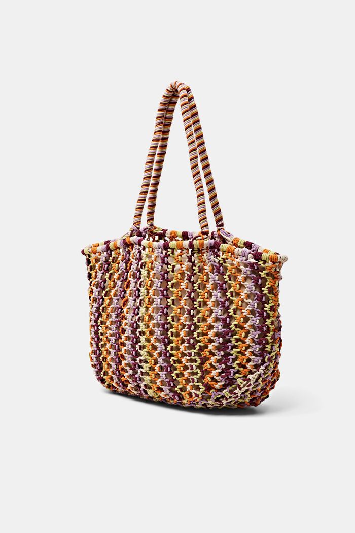 Oversized Striped Crochet Tote, MULTICOLOUR, detail image number 2