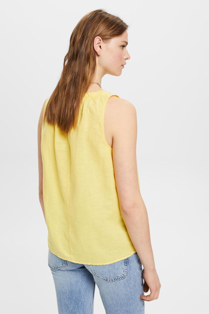 Sleeveless linen blend blouse, LIGHT YELLOW, detail image number 3