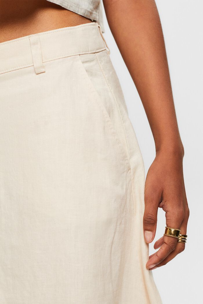 Linen A-Line Midi Skirt, CREAM BEIGE, detail image number 4