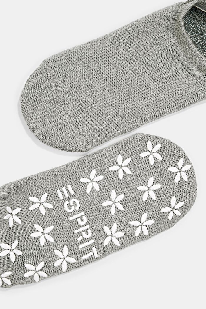 Non-slip short socks, organic cotton blend, LIGHT GREY, detail image number 1