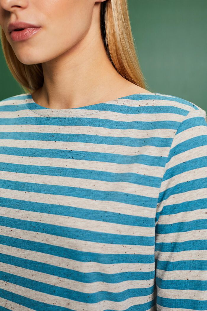 Striped Jersey Long Sleeve Top, DARK TURQUOISE, detail image number 3