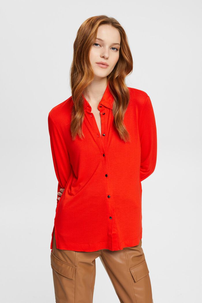 Jersey blouse, LENZING™ ECOVERO™, RED, overview