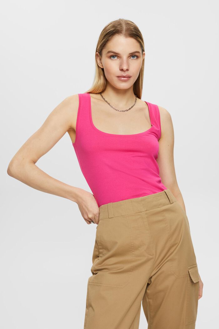 Organic cotton vest top, PINK FUCHSIA, detail image number 0